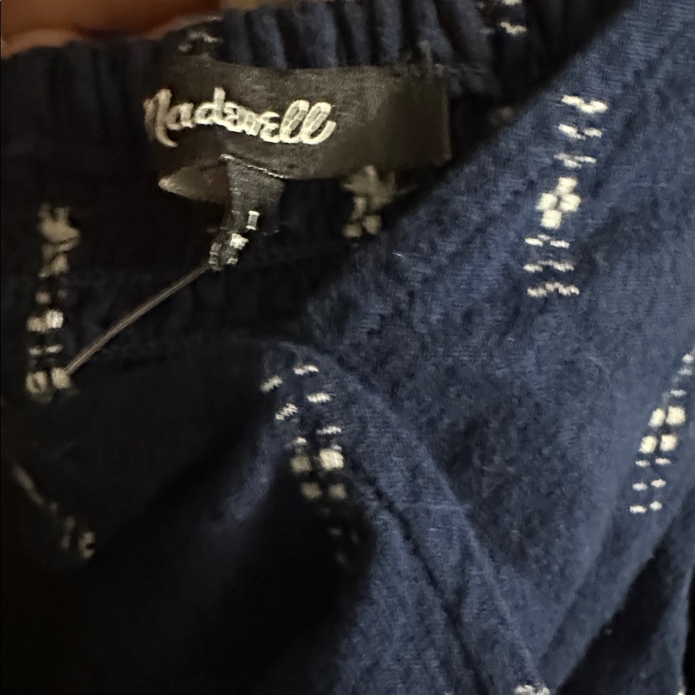 Madewell Indigo and White Textured Top